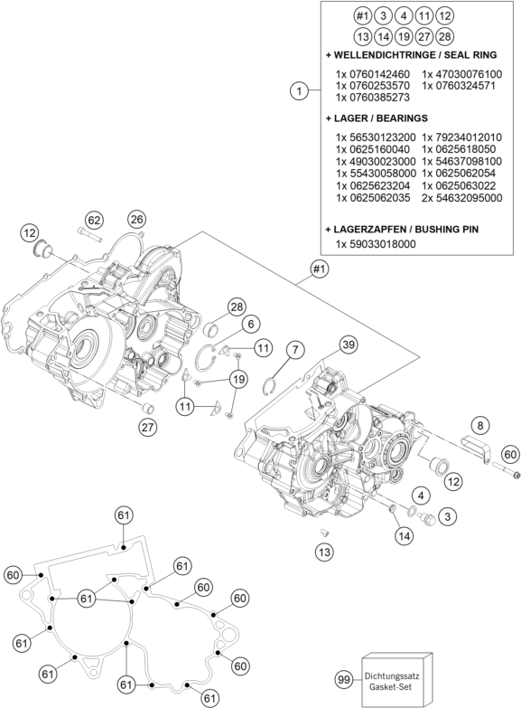 Explosionsgrafik MOTORGEHÄUSE