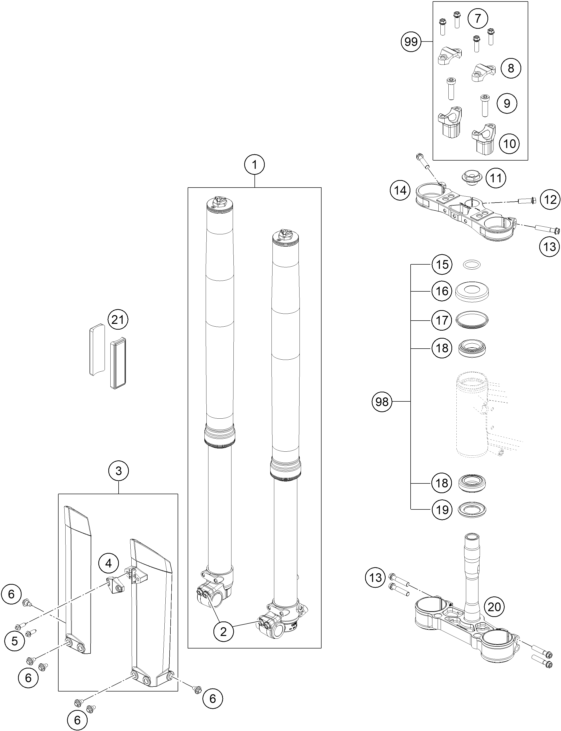 Explosionsgrafik TELEGABEL, GABELBRÜCKE