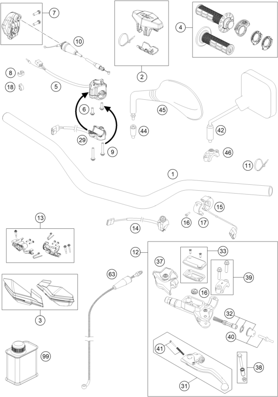 Explosionszeichnung der Baugruppe LENKER, ARMATUREN, Position 16 ist markiert