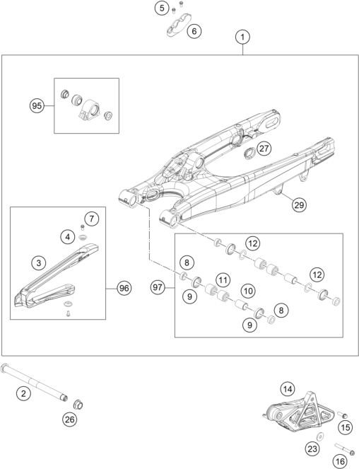 Explosionsgrafik SCHWINGARM