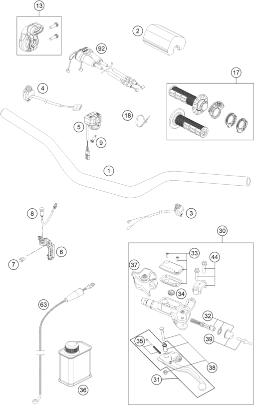 Explosionszeichnung der Baugruppe LENKER, ARMATUREN, Position 17 ist markiert