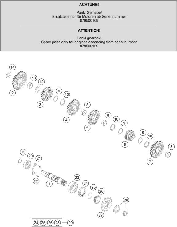 Explosionsgrafik GETRIEBE II - ABTRIEBSWELLE