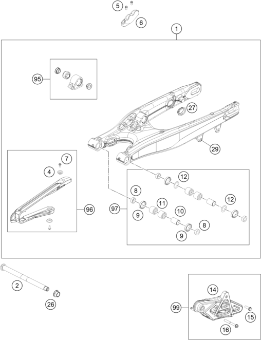 Explosionsgrafik SCHWINGARM