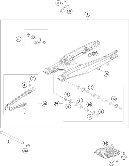 Explosionsgrafik SCHWINGARM