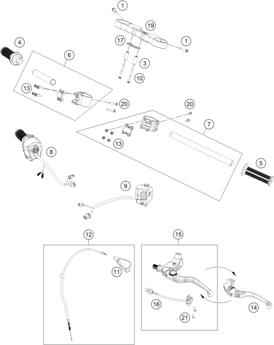 Explosionszeichnung der Baugruppe LENKER, ARMATUREN, Position 5 ist markiert