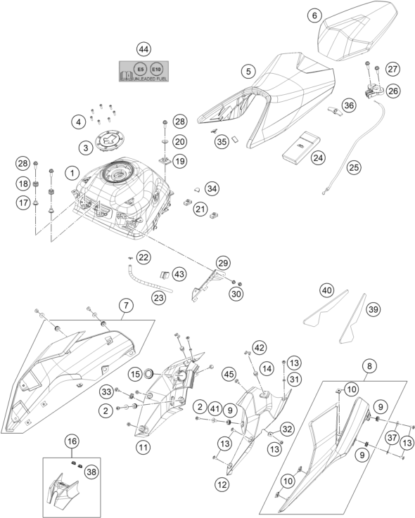 Explosionsgrafik TANK, SITZBANK