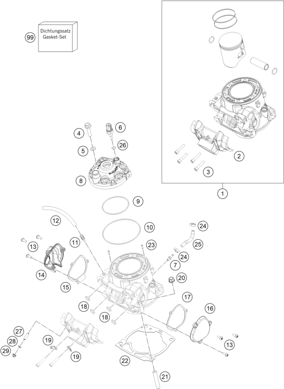 Explosionsgrafik ZYLINDER, ZYLINDERKOPF