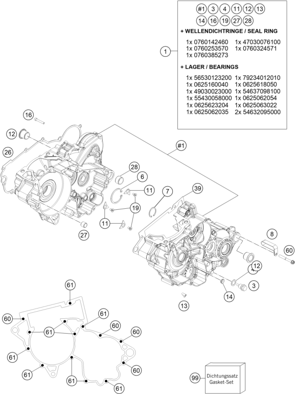 Explosionsgrafik MOTORGEHÄUSE