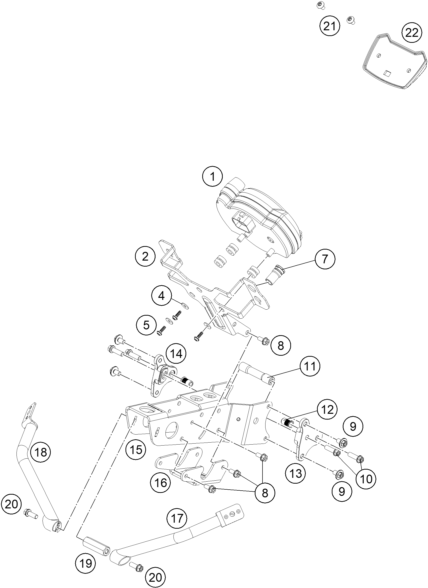 Explosionszeichnung der Baugruppe INSTRUMENTE / SCHLOSSSYSTEM, Position 1 ist markiert