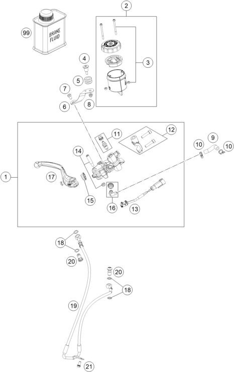 Explosionsgrafik BETÄTIGUNG VORDERBREMSE