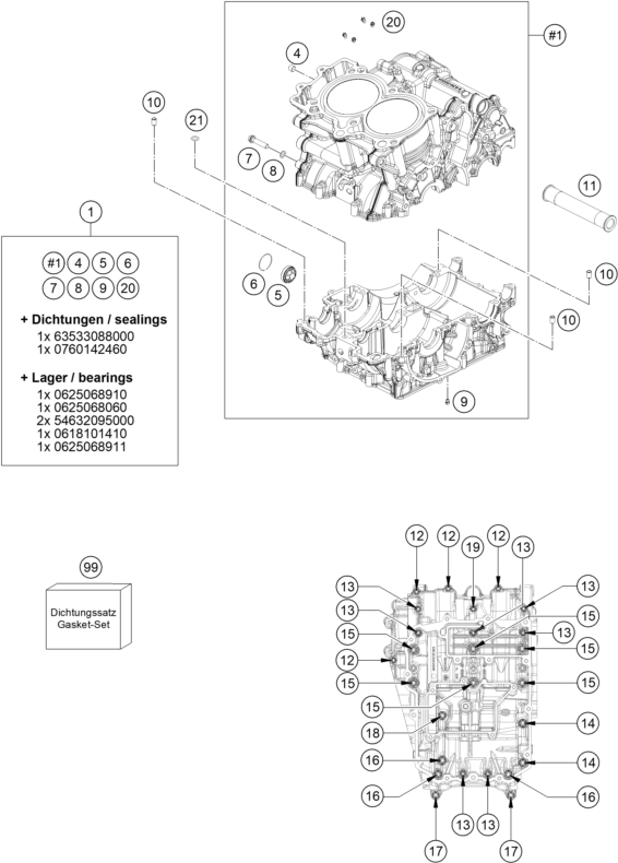 Explosionsgrafik MOTORGEHÄUSE