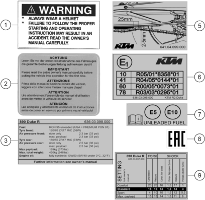 Explosionsgrafik TECHNISCHE INFO AUFKLEBER