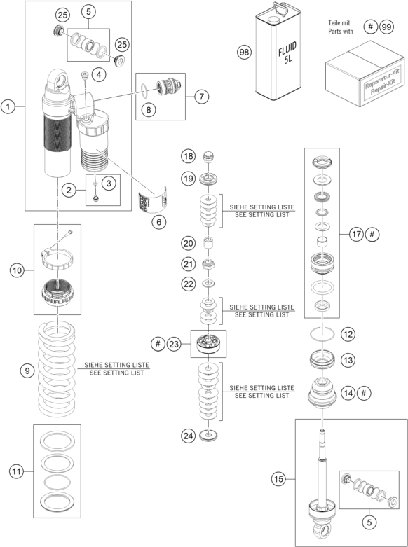 Explosionsgrafik FEDERBEIN ZERLEGT