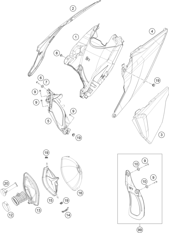 Explosionsgrafik LUFTFILTER