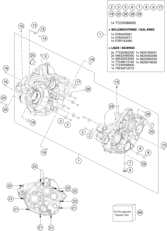 Explosionsgrafik MOTORGEHÄUSE
