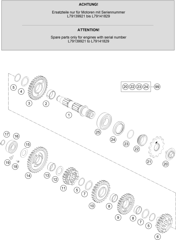 Explosionsgrafik GETRIEBE II - ABTRIEBSWELLE