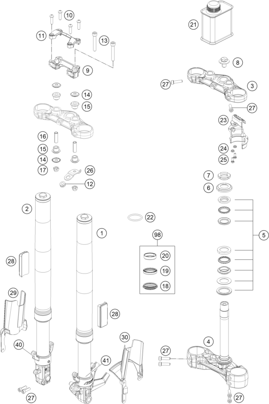 Explosionsgrafik TELEGABEL, GABELBRÜCKE