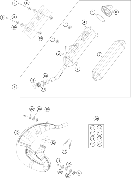 Explosionsgrafik AUSPUFFANLAGE