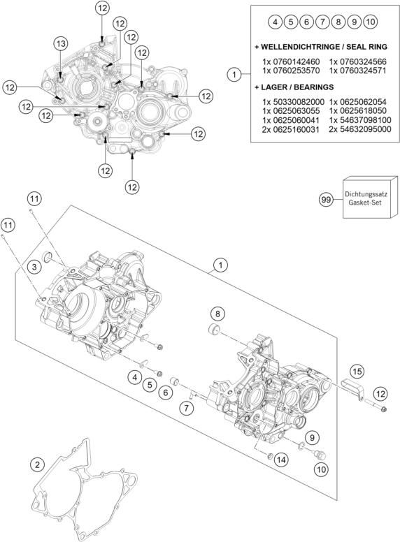 Explosionsgrafik MOTORGEHÄUSE