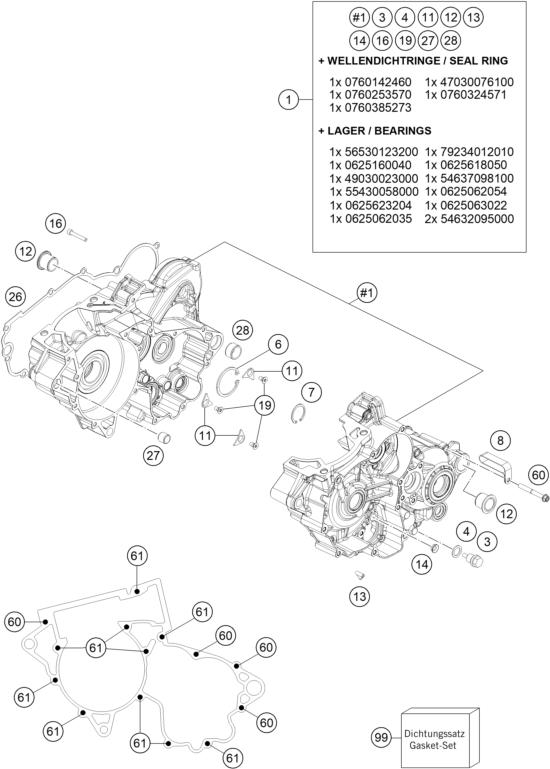 Explosionsgrafik MOTORGEHÄUSE