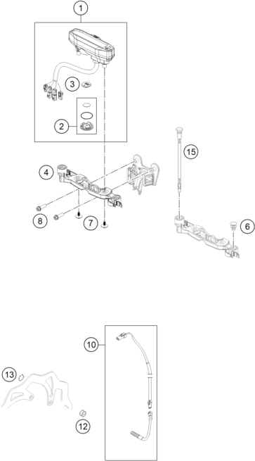 Explosionszeichnung der Baugruppe INSTRUMENTE / SCHLOSSSYSTEM, Position 4 ist markiert