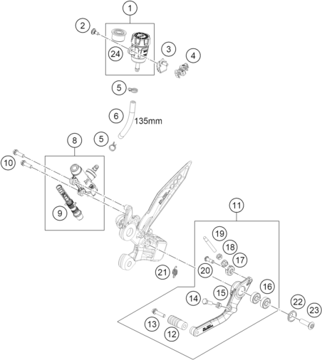 Explosionsgrafik BETÄTIGUNG HINTERBREMSE