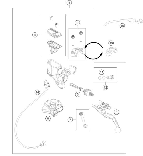Explosionsgrafik BETÄTIGUNG HINTERBREMSE