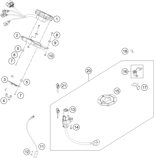 Explosionsgrafik INSTRUMENTE / SCHLOSSSYSTEM