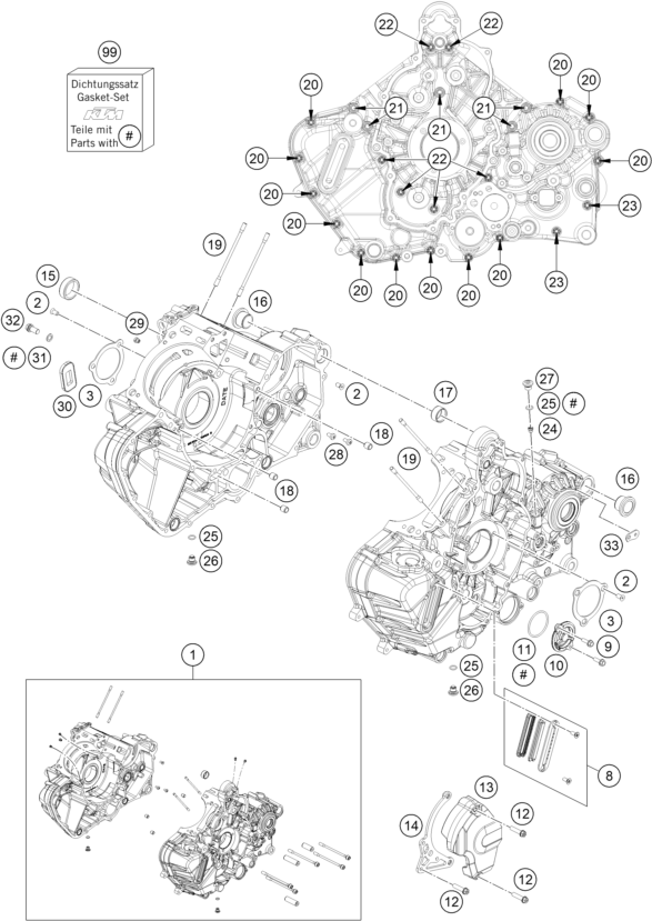 Explosionsgrafik MOTORGEHÄUSE