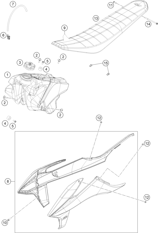 Explosionsgrafik TANK, SITZBANK