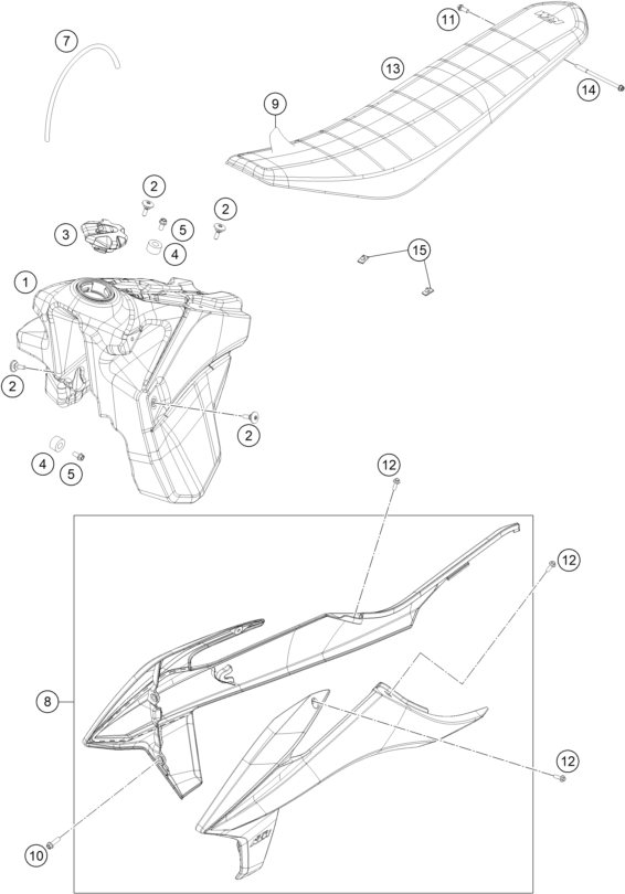 Explosionsgrafik TANK, SITZBANK