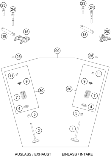 Explosionszeichnung der Baugruppe VENTILTRIEB, Position 9 ist markiert