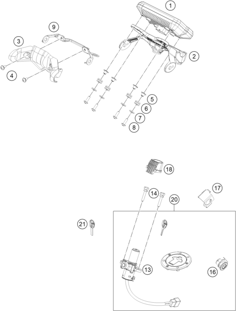 Explosionsgrafik INSTRUMENTE / SCHLOSSSYSTEM