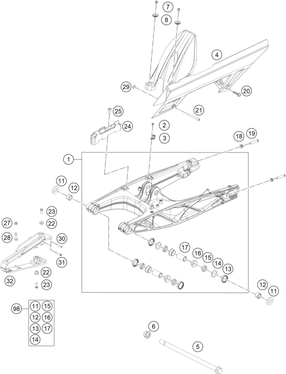 Explosionsgrafik SCHWINGARM