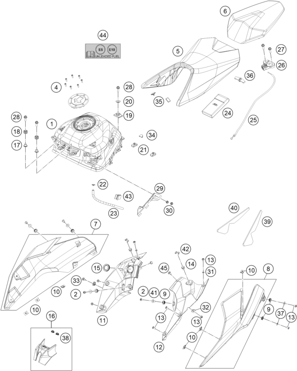 Explosionsgrafik TANK, SITZBANK