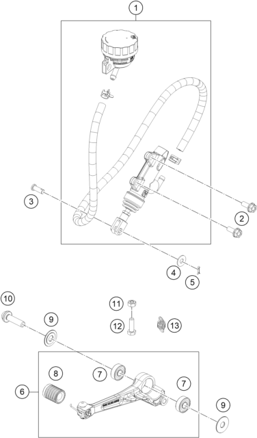 Explosionsgrafik BETÄTIGUNG HINTERBREMSE