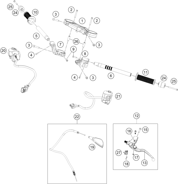 Explosionszeichnung der Baugruppe LENKER, ARMATUREN, Position 11 ist markiert