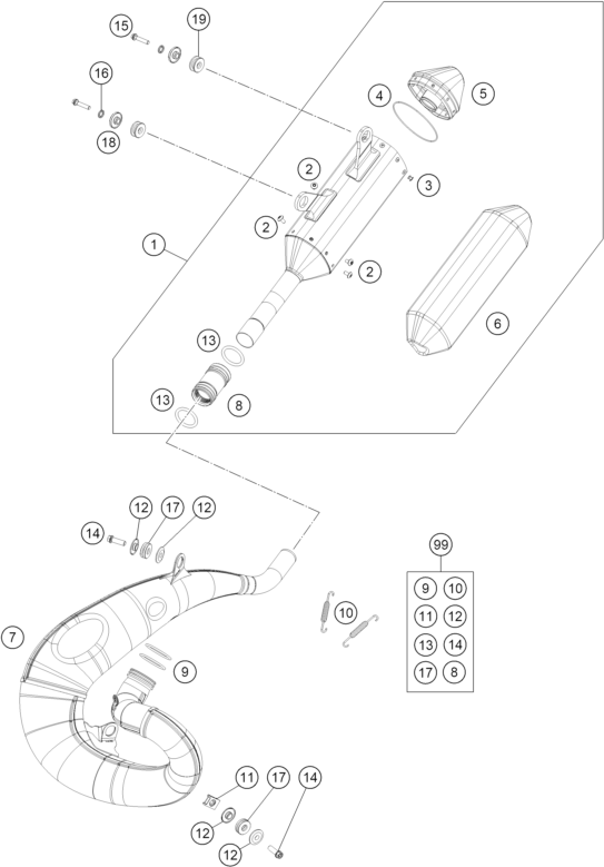 Explosionsgrafik AUSPUFFANLAGE