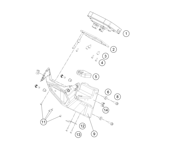 Explosionszeichnung der Baugruppe INSTRUMENTE / SCHLOSSSYSTEM, Position 3 ist markiert