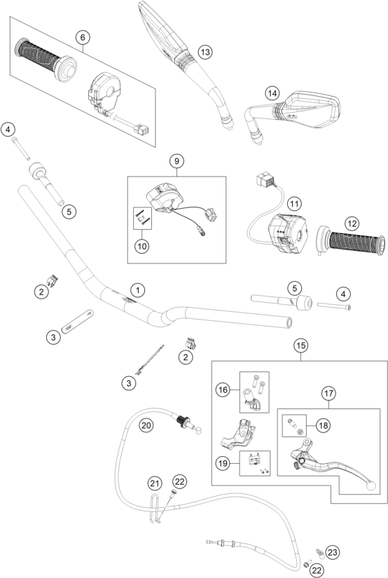 Explosionszeichnung der Baugruppe LENKER, ARMATUREN, Position 5 ist markiert