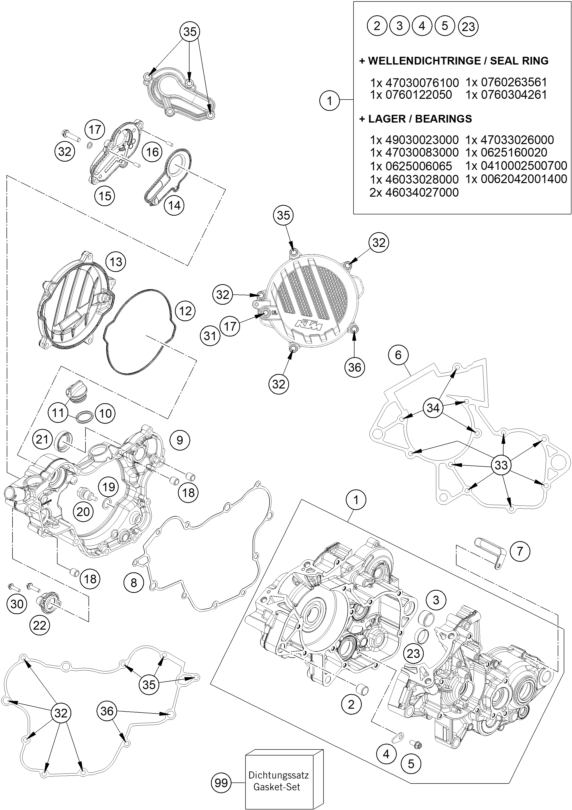 Explosionsgrafik MOTORGEHÄUSE