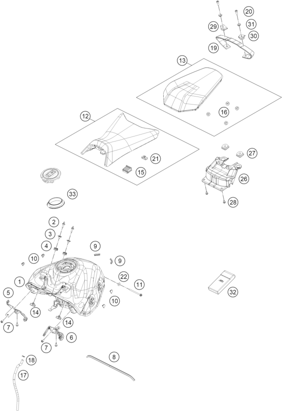 Explosionsgrafik TANK, SITZBANK