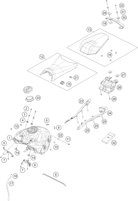 Explosionsgrafik TANK, SITZBANK