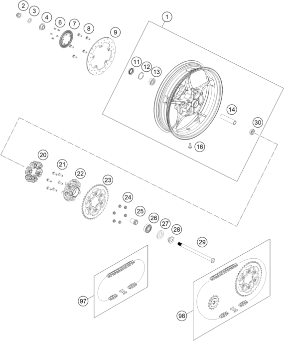 Explosionsgrafik HINTERRAD