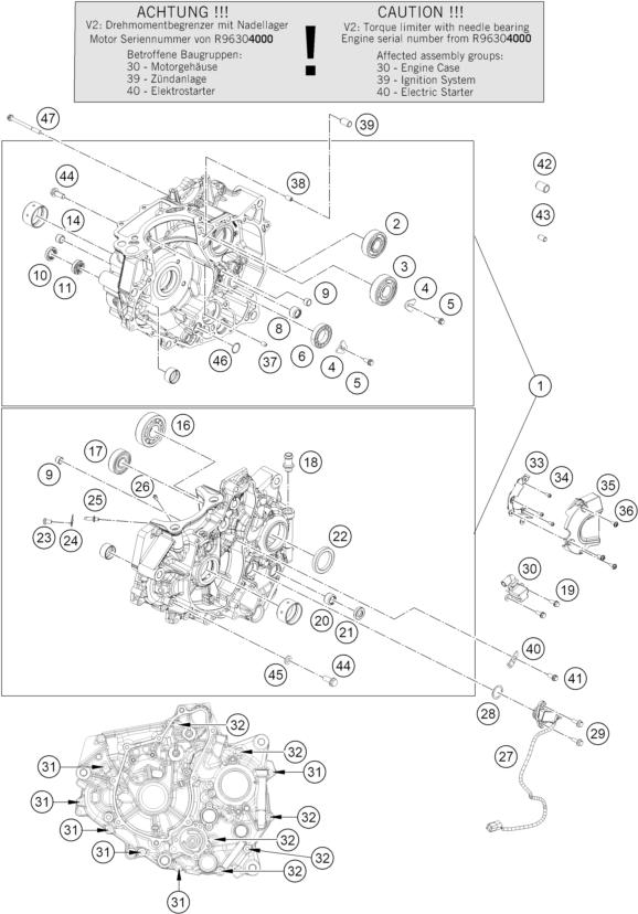 Explosionsgrafik MOTORGEHÄUSE