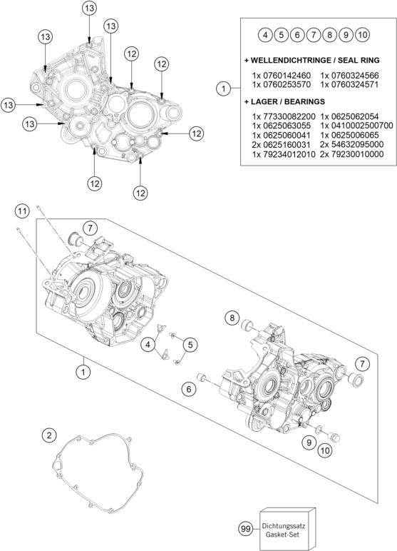 Explosionsgrafik MOTORGEHÄUSE