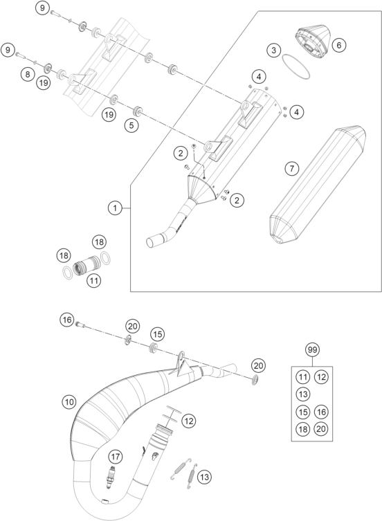 Explosionsgrafik AUSPUFFANLAGE