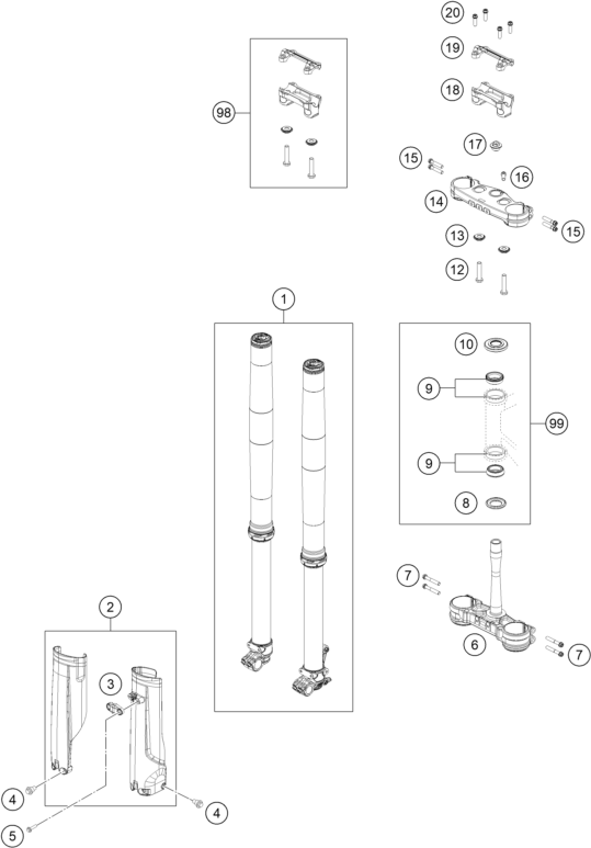 Explosionsgrafik TELEGABEL, GABELBRÜCKE