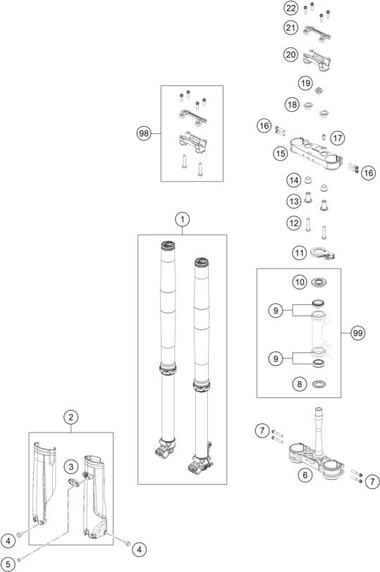 Explosionsgrafik TELEGABEL, GABELBRÜCKE