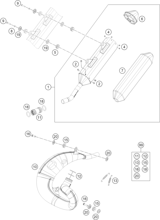 Explosionsgrafik AUSPUFFANLAGE